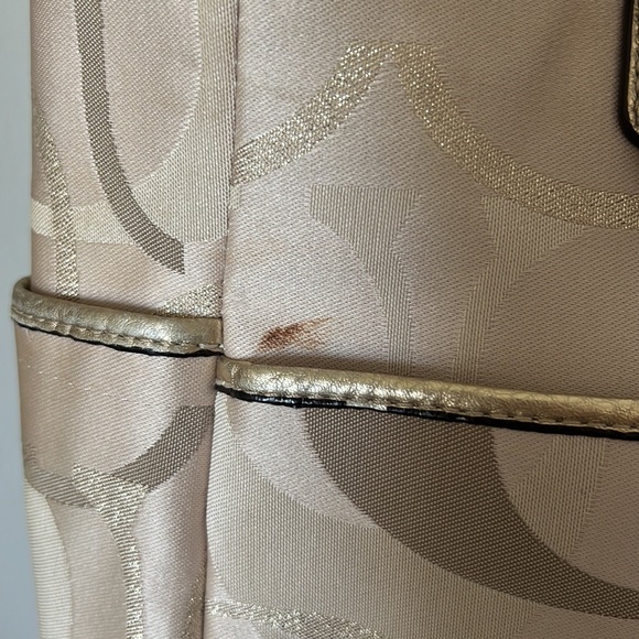 Sparkly Gold and Tan Coach Tote Bag - Picture 5 of 10